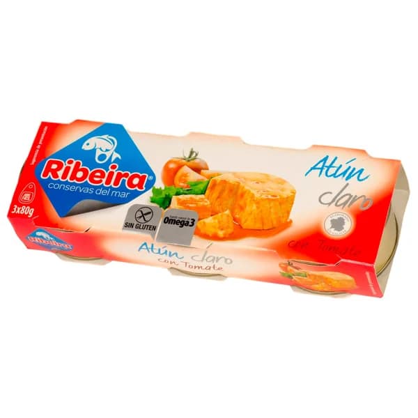RIBEIRA Atún claro con tomate 3 uds. 52 g - 0.16 kg - Imagen del producto en Findit