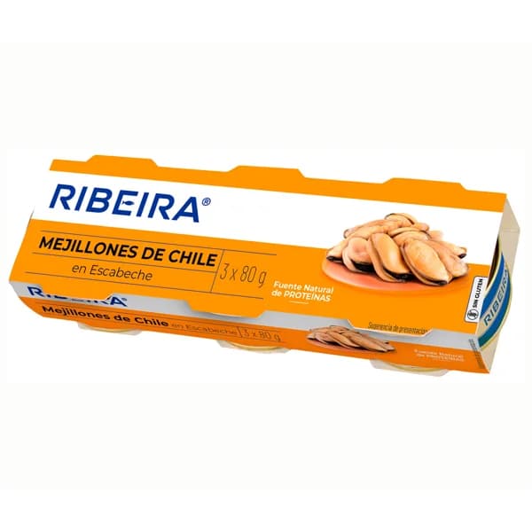 RIBEIRA Mejillón de chile en escabeche 3 x 43 g. - 0.13 kg - Imagen del producto en Findit