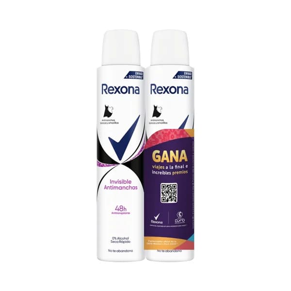 REXONA Invisible B&W Desodorante en spray para mujer antitranspirante hasta 48 horas 2 x 200 ml. - 0.4 l - Imagen del producto en Findit