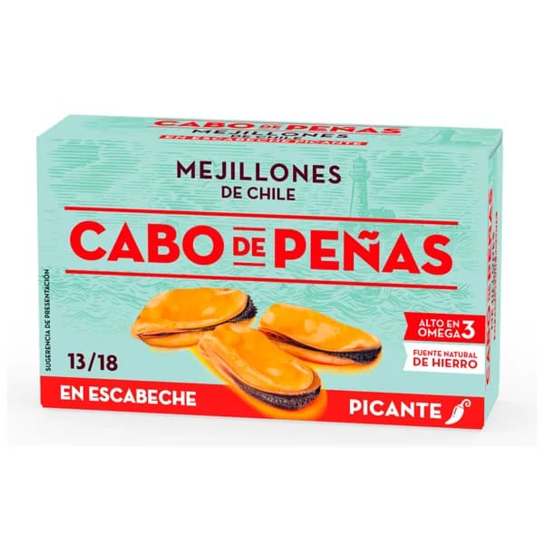 CABO DE PEÑAS Mejillones chile picante 13/18 piezas 69 g. - 0.07 kg - Imagen del producto en Findit