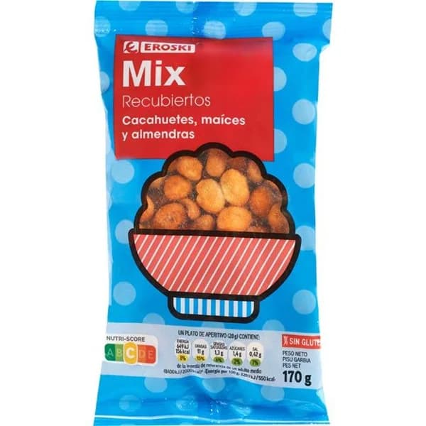 Mix recubiertos EROSKI, bolsa 170 g - 0.17 kg - Imagen del producto en Findit