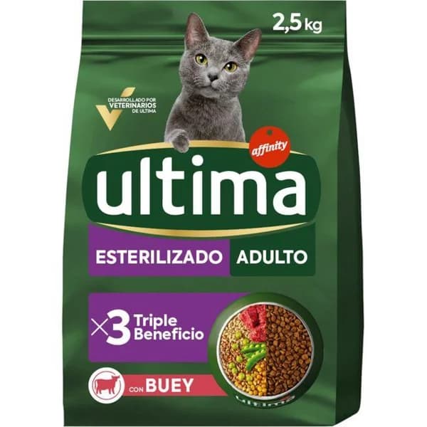 Alimento seco de buey para gato esterilizado ULTIMA, saco 2,5 kg - 2.5 kg - Imagen del producto en Findit