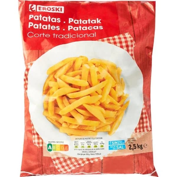 Patata prefrita EROSKI, bolsa 2,5 kg - 2.5 kg - Imagen del producto en Findit