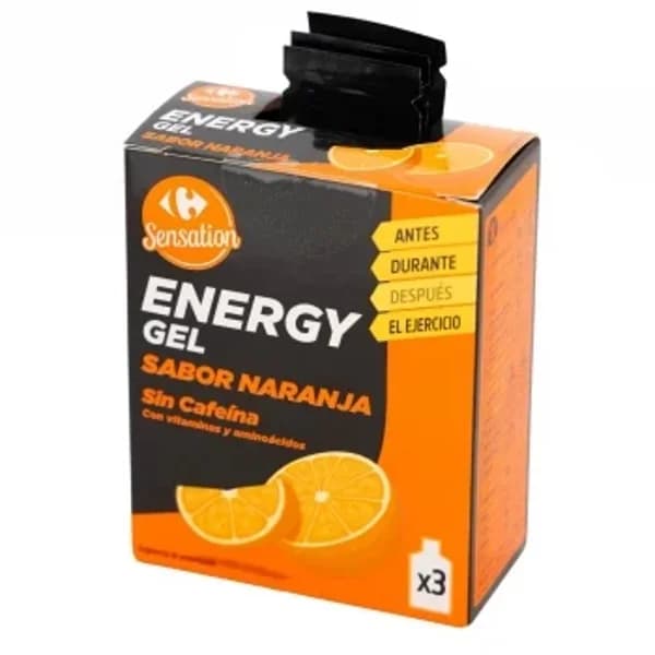 Gel energético con vitaminas y aminoácidos, sin cafeína  sabor limón Sensation Carrefour pack 3 ud. - 0.03 kg - Imagen del producto en Findit