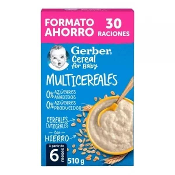 Papilla infantil desde 6 meses Gerber multicereales sin azúcar añadido 510 g. - 0.51 kg - Imagen del producto en Findit
