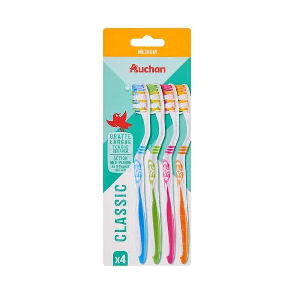 PRODUCTO ALCAMPO Classic Cepillos de dientes con filamentos dureza media 4 uds. - 1 ud - Imagen del producto en Findit