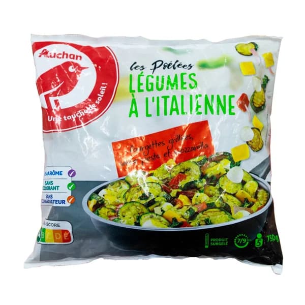 Producto Alcampo Mezcla de verduras y hortalizas con salsa pesto y Mozzarella 750 g. - 0.75 kg - Imagen del producto en Findit