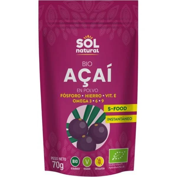Açaí en polvo Bio SOLNATURAL, bolsa 70 g - 0.07 kg - Imagen del producto en Findit