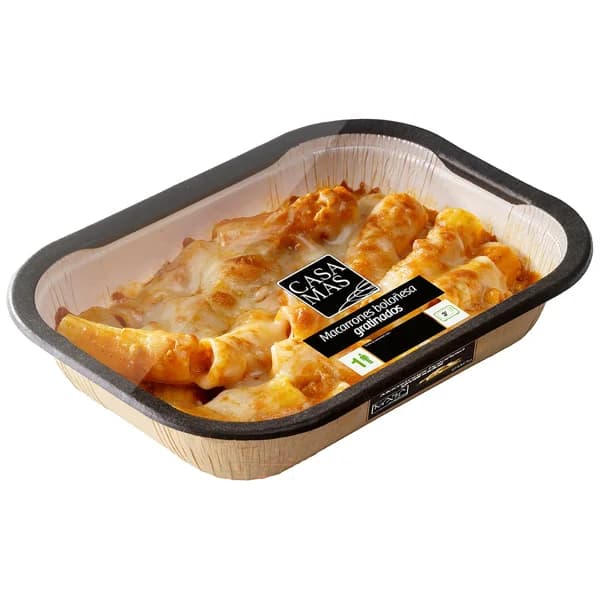 CASA MAS Macarrones boloñesa gratinados, listos para calentar y comer 290 g. - 0.29 kg - Imagen del producto en Findit