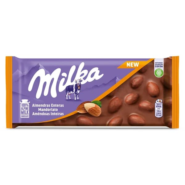 Chocolate con leche y almendras enteras Milka 100 g - 0.1 kg - Imagen del producto en Findit