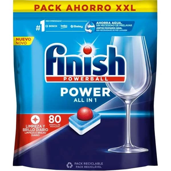 Lavavajillas máquina FINISH Todo en 1, bolsa 80 dosis - 80 ud - Imagen del producto en Findit
