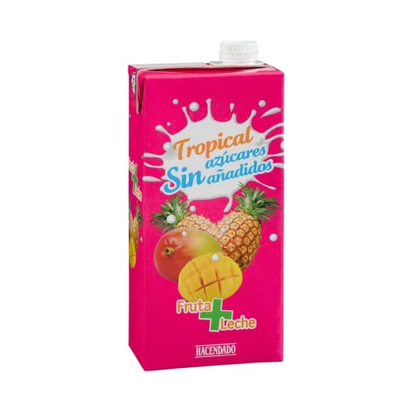 Fruta + leche tropical Hacendado sin azúcares añadidos - 1 l - Imagen del producto en Findit