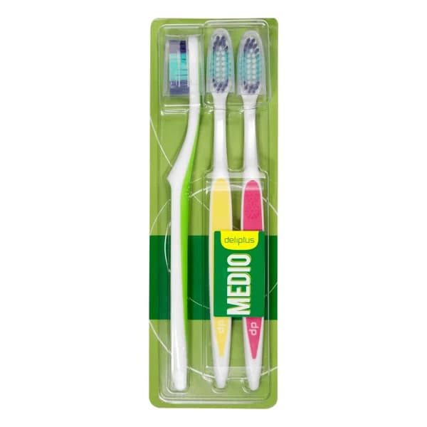 Cepillo dental Medio Deliplus - 3 ud - Imagen del producto en Findit