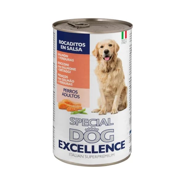 Bocaditos en salsa perro adulto Special Dog Excellence con salmón y verduras - 1.23 kg - Imagen del producto en Findit