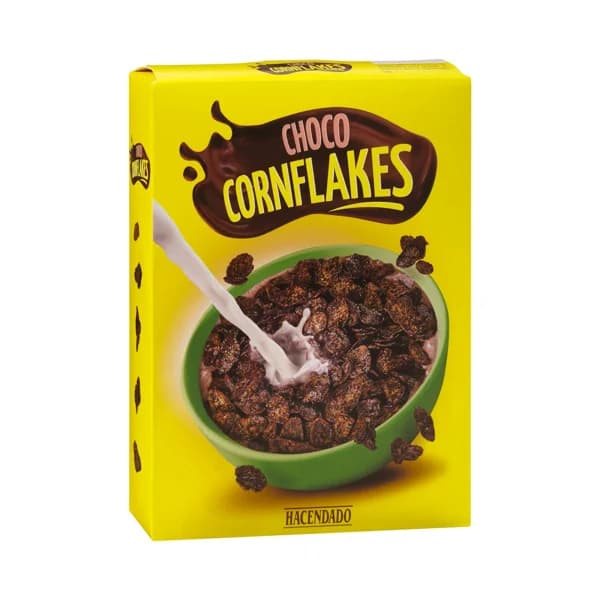 Cereales copos de maíz Choco Corn Flakes Hacendado con chocolate - 0.4 kg - Imagen del producto en Findit