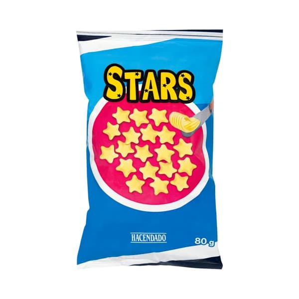 Snack de maíz sabor mantequilla Stars Hacendado - 0.08 kg - Imagen del producto en Findit
