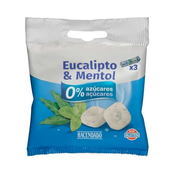 Caramelos sabor eucalipto y mentol Hacendado 0% azúcares - 0.09 kg - Imagen del producto en Findit