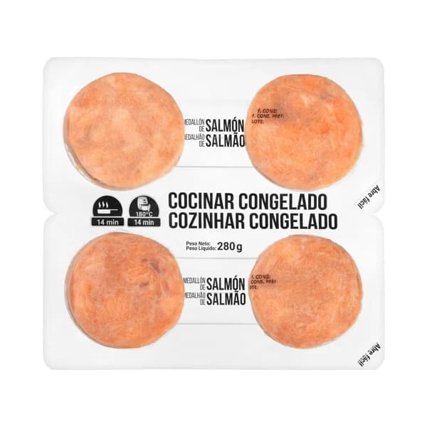 Medallones de salmón Hacendado cocinar congelados - 0.28 kg - Imagen del producto en Findit