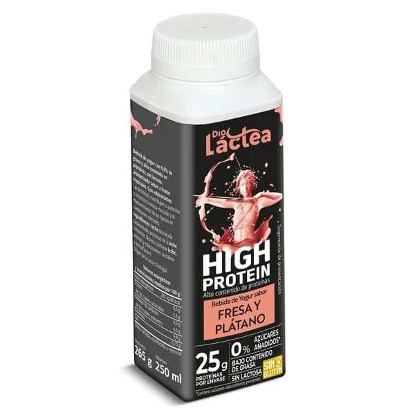 Bebida de yogur sabor fresa y plátano alta en proteínas Dia Láctea botella 250 ml - 0.25 l - Imagen del producto en Findit