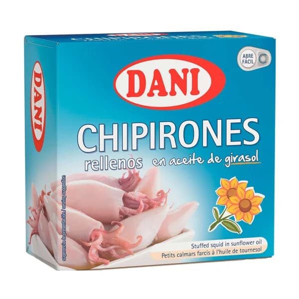 DANI Chipirones rellenos en aceite vegetal lata de 96 g. - 0.1 kg - Imagen del producto en Findit