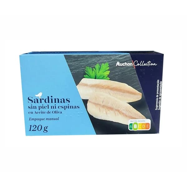 AUCHAN COLLECTION Sardinas sin piel ni espinas 85 gr. Producto alcampo - 0.09 kg - Imagen del producto en Findit