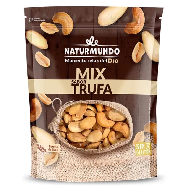 Mix de frutos secos sabor trufa Naturmundo de Dia bolsa 185 g - 0.19 kg - Imagen del producto en Findit
