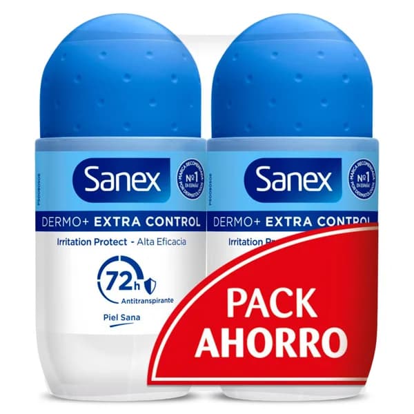 Desodorante roll-on dermo extra control 72h duplo Sanex bote 100 ml - 0.1 l - Imagen del producto en Findit