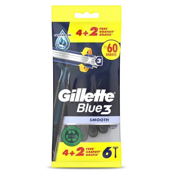 Maquinilla de afeitar 3 hojas smooth Gillette Blue 3 bolsa 6 unidades - 5.99 ud - Imagen del producto en Findit
