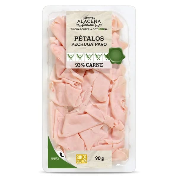 PÉTALOS pechuga de pavo 93% carne Nuestra Alacena de Dia sobre 90 g - 0.09 kg - Imagen del producto en Findit