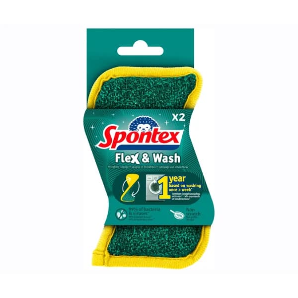 SPONTEX Estropajo flex & wash 2 uds. - 1 ud - Imagen del producto en Findit