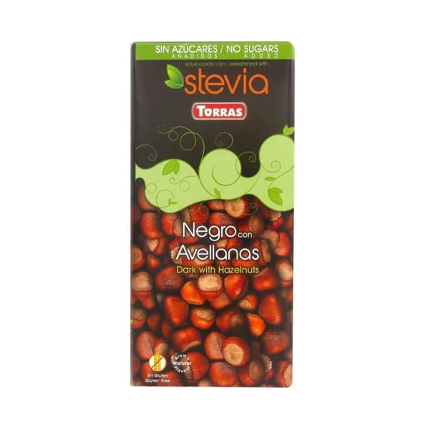 TORRAS Chocolate negro con avellanas sin azúcares añaddos 125 g. - 0.13 kg - Imagen del producto en Findit