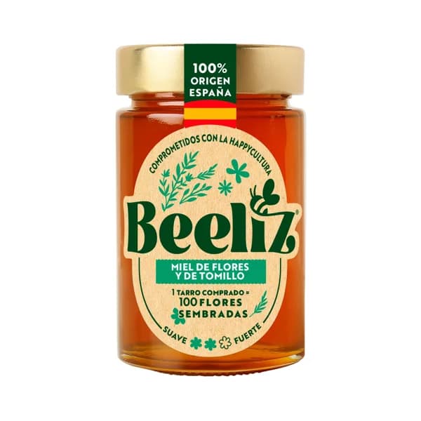 BEELIZ Miel de flores y tomillo 250 gr. - 0.25 kg - Imagen del producto en Findit