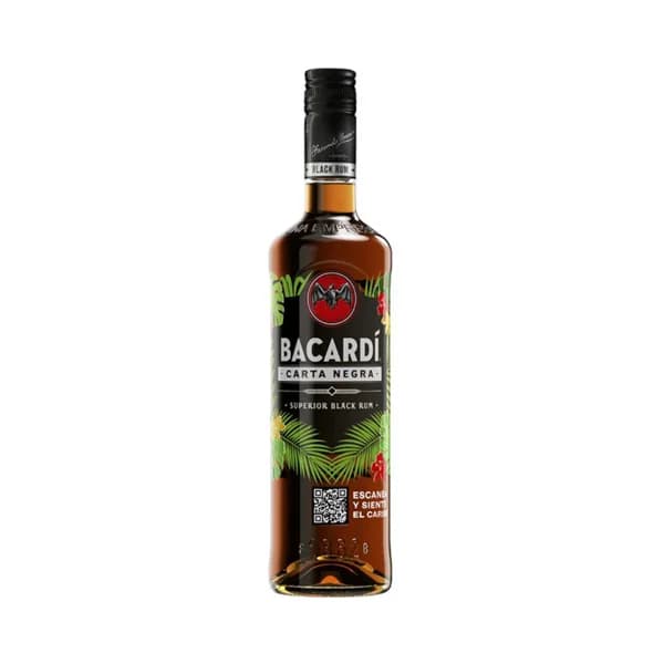 BACARDI Ron negro superior importado de Puerto Rico BACARDÍ Carta negra botella de 70 cl. - 0.7 l - Imagen del producto en Findit