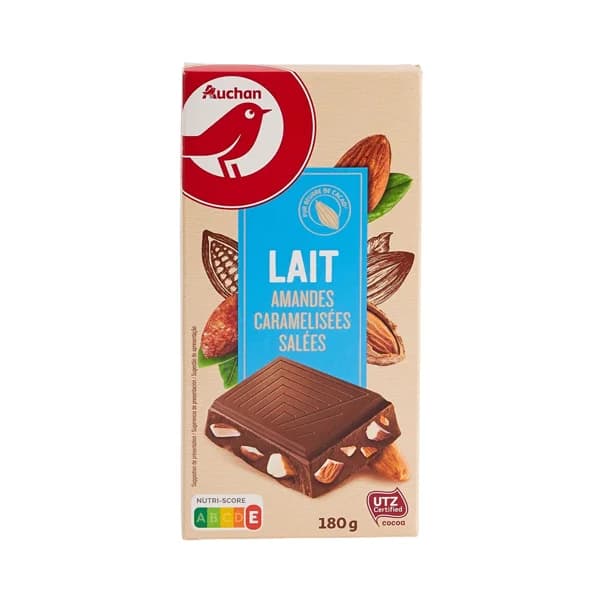 PRODUCTO ALCAMPO Chocolate con leche con almendras enteras tableta 180 g. - 0.18 kg - Imagen del producto en Findit