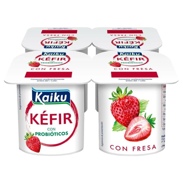 KAIKU Kéfir con fresa y probióticos 4 x 125 g. - 0.5 kg - Imagen del producto en Findit