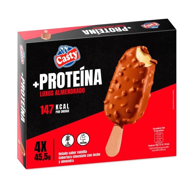 CASTY + Proteína Helado vainilla con alto contenido en proteínas, chocolate con leche y almendra 4 x 70 ml. - 0.28 l - Imagen del producto en Findit