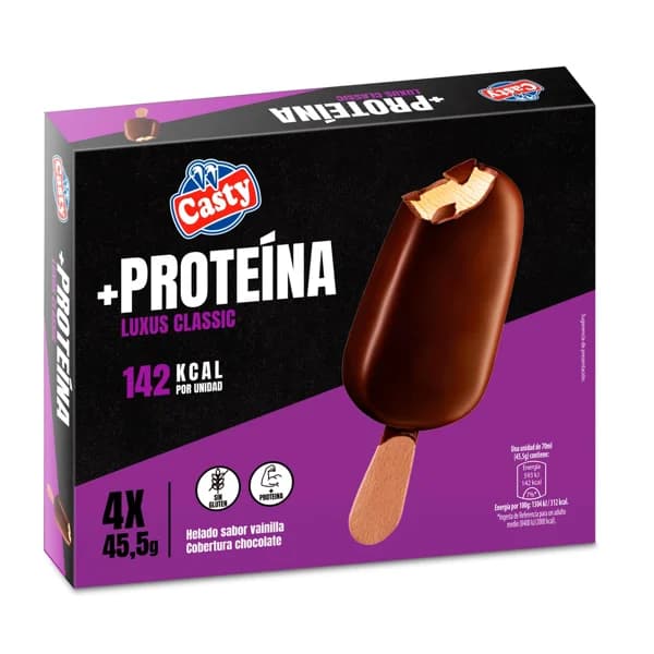 CASTY + Proteína Helado de vainilla con alto contenido en proteínas y cobertura de chocolate 4 x 70 ml. - 0.28 l - Imagen del producto en Findit