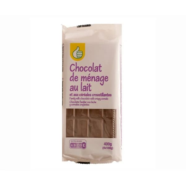 PRODUCTO ECONÓMICO ALCAMPO Tabletas de chocolate con leche y cereales crujientes 4 x 100 g. - 0.4 kg - Imagen del producto en Findit