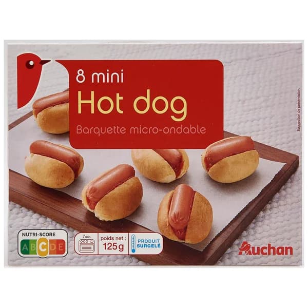 AUCHAN Mini hot dogs 8 uds. 125 g Producto Alcampo. - 0.13 kg - Imagen del producto en Findit