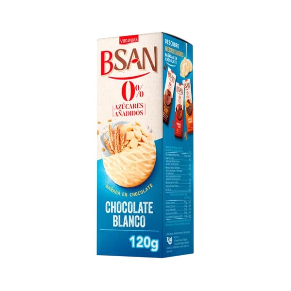 BSAN Galleta chocolate blanco sin azúcar añadido120 g. - 0.12 kg - Imagen del producto en Findit