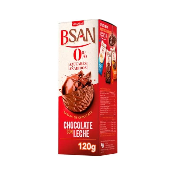 BSAN Galletas de chocolate con leche sin azúcar añadido 120 g. - 0.12 kg - Imagen del producto en Findit