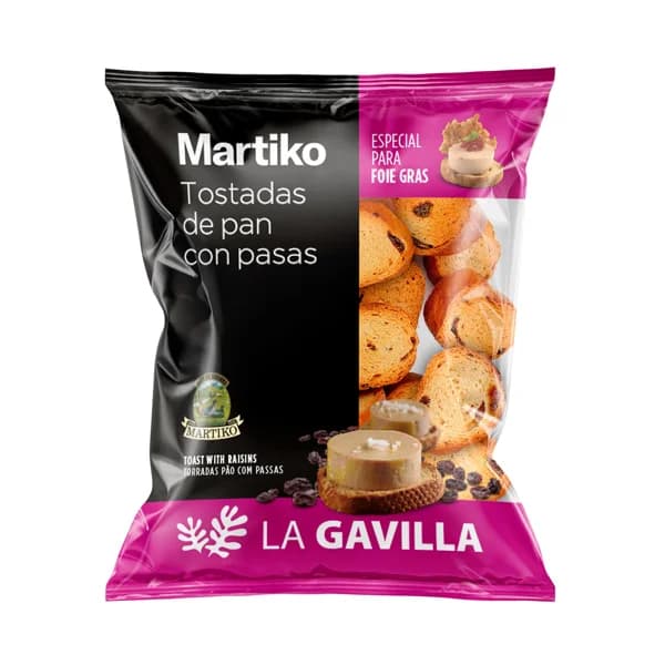 LA GAVILLA de Martiko Mini tostadas de pan con pasas, especiales para foie 100 g. - 0.1 kg - Imagen del producto en Findit