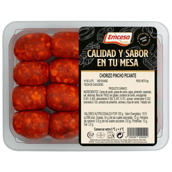 EMCESA Bandeja de chorizos picantes de pincho - 1 ud - Imagen del producto en Findit