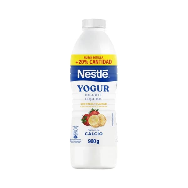 NESTLÉ Yogur líquido para beber con fresa y plátano 900 g - 0.9 l - Imagen del producto en Findit