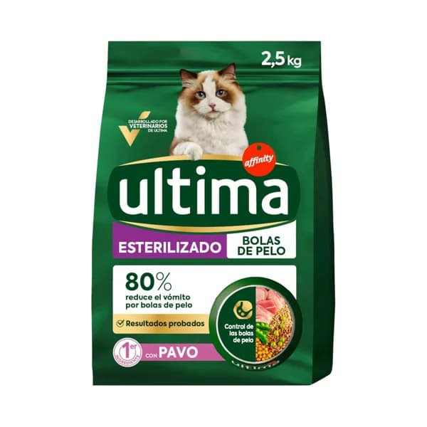 ULTIMA  Alimento de gato esterilizado bolas de pelo con sabor a pavo 2,5kg - 2.5 kg - Imagen del producto en Findit