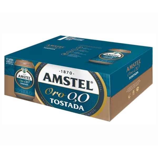 AMSTEL ORO Cerveza 0,0 % tostada pack 12 x 33 cl. - 3.96 l - Imagen del producto en Findit
