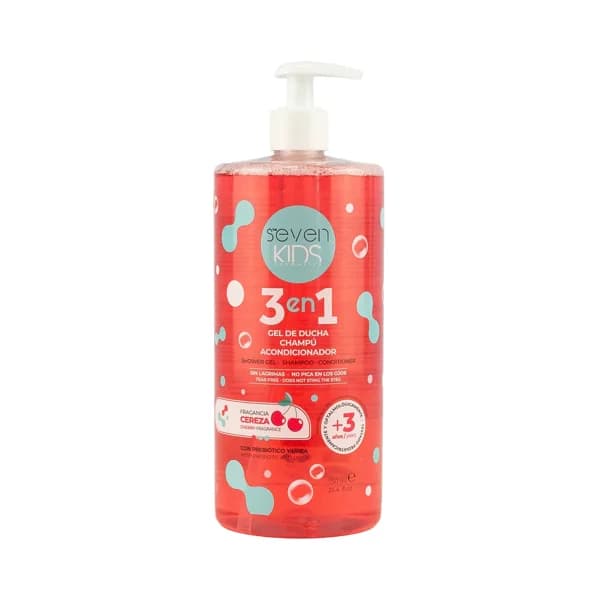 SEVEN Kids Gel, champú y acondicionador infantil con prebiótico y aroma a cereza 750 ml. - 0.75 l - Imagen del producto en Findit