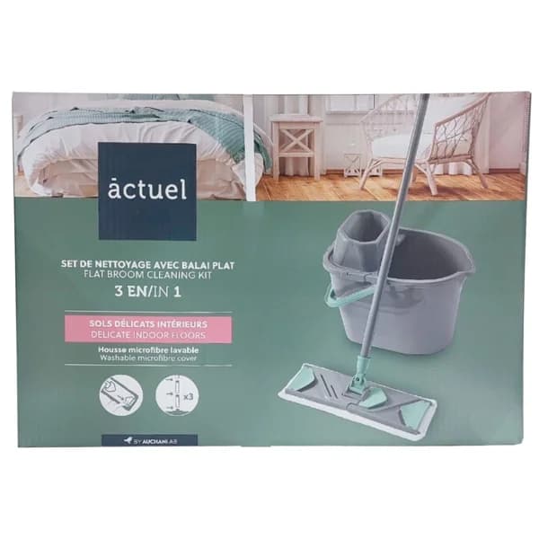 ACTUEL Set de mopa plana suelo húmedo y cubo recambio - 1 ud - Imagen del producto en Findit