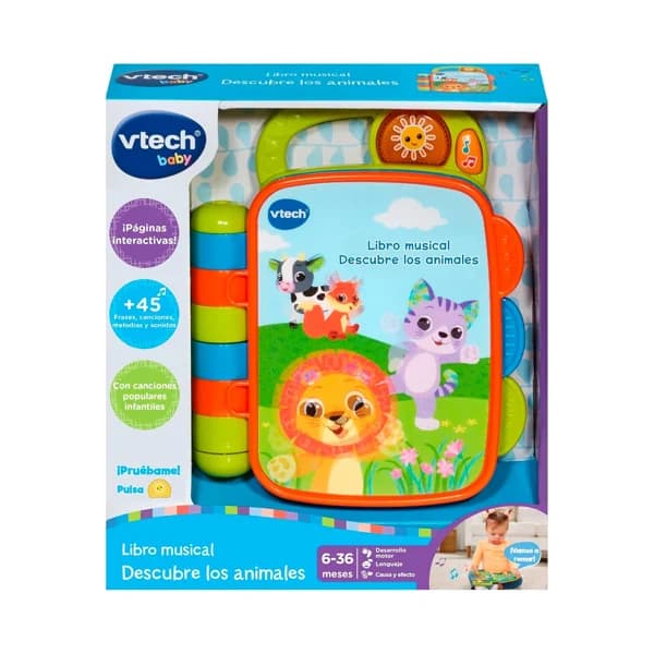 Libro musical para bebes, descubre los animales, de 6 a 11 meses, VTECH. - 1 ud - Imagen del producto en Findit