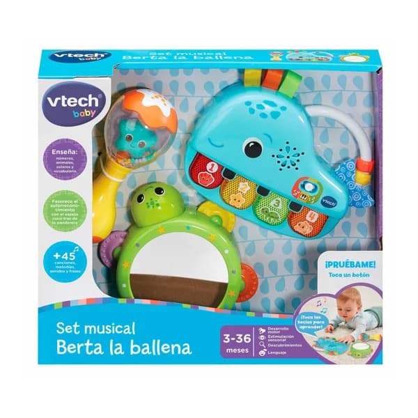 Set musical Berta la ballena, juego interactivo para bebes de 0 a 5 meses, VTECH. - 1 ud - Imagen del producto en Findit